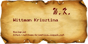 Wittman Krisztina névjegykártya
